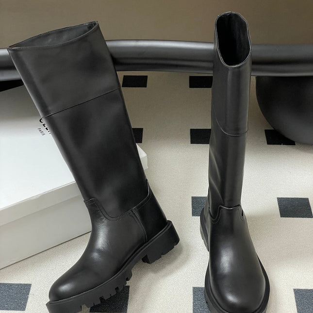 CELINE 26S MARGARET HIGH BOOTS IN BLACK CALFSKIN