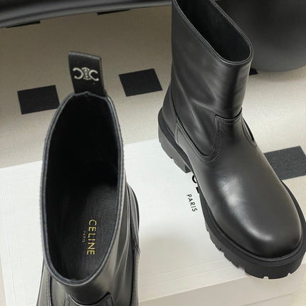 CELINE 26S MARGARET ANKLE BOOTS IN BLACK CALFSKIN