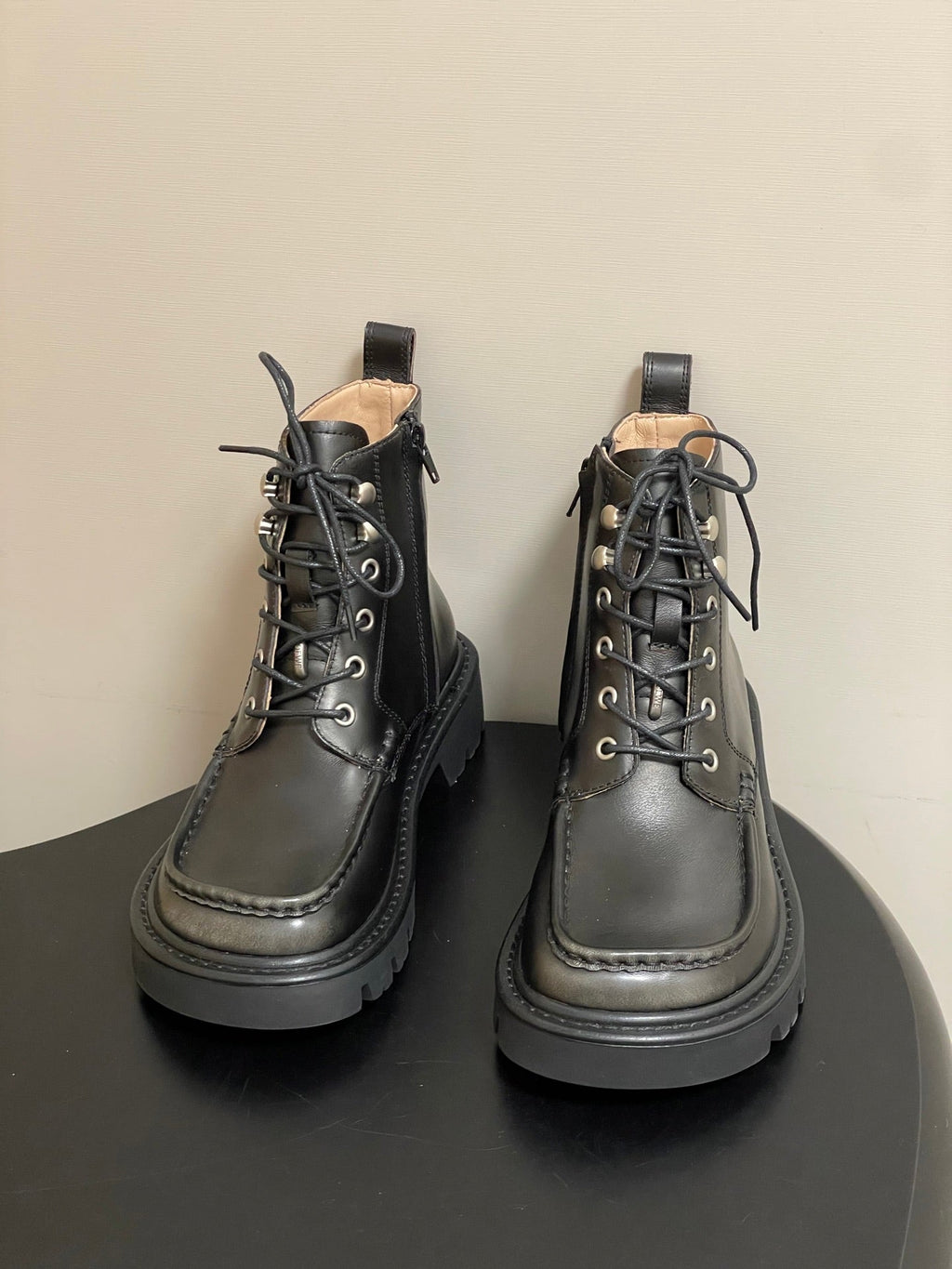LOEWE 26S ANKLE BOOTS IN DARK OLIVE GRAY CALFSKIN