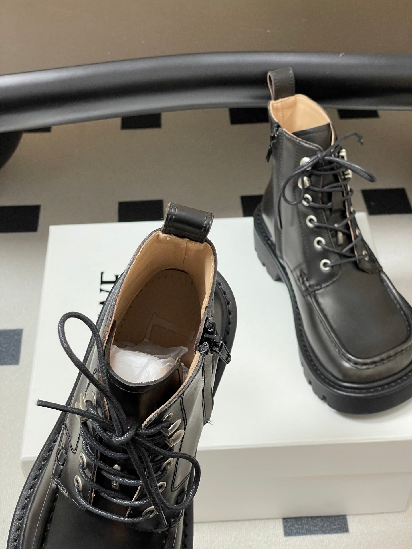 LOEWE 26S ANKLE BOOTS IN DARK OLIVE GRAY CALFSKIN
