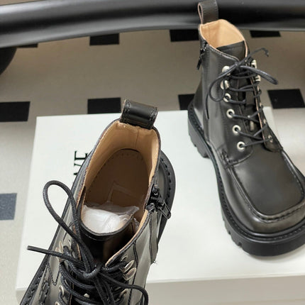 LOEWE 26S ANKLE BOOTS IN DARK OLIVE GRAY CALFSKIN