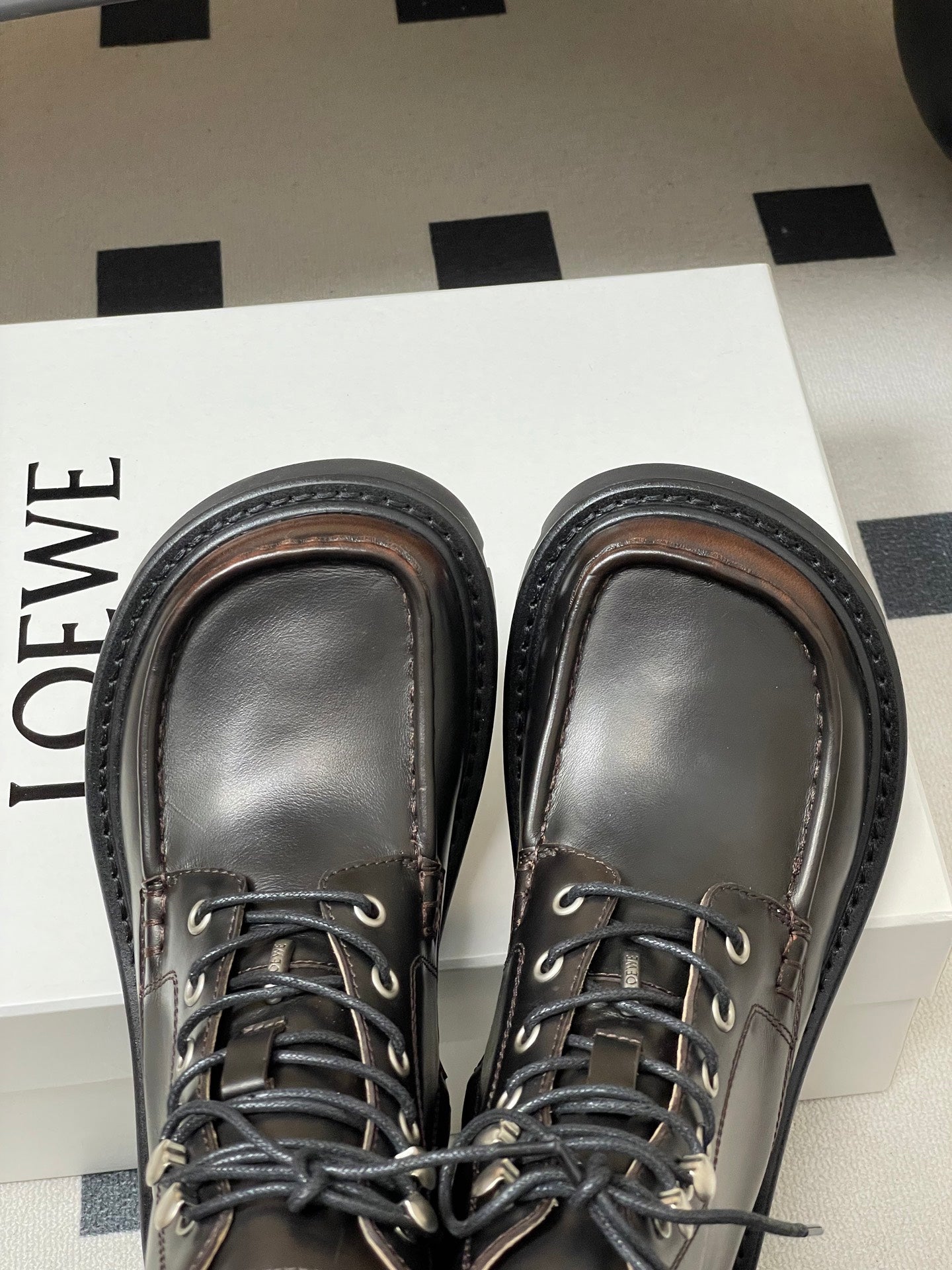 LOEWE 26S ANKLE BOOTS IN DARK BROWN CALFSKIN