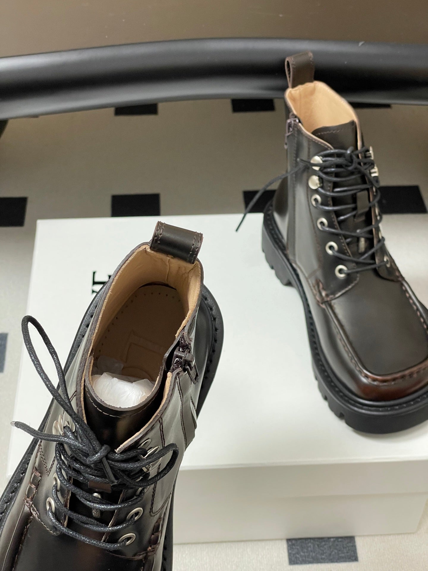 LOEWE 26S ANKLE BOOTS IN DARK BROWN CALFSKIN