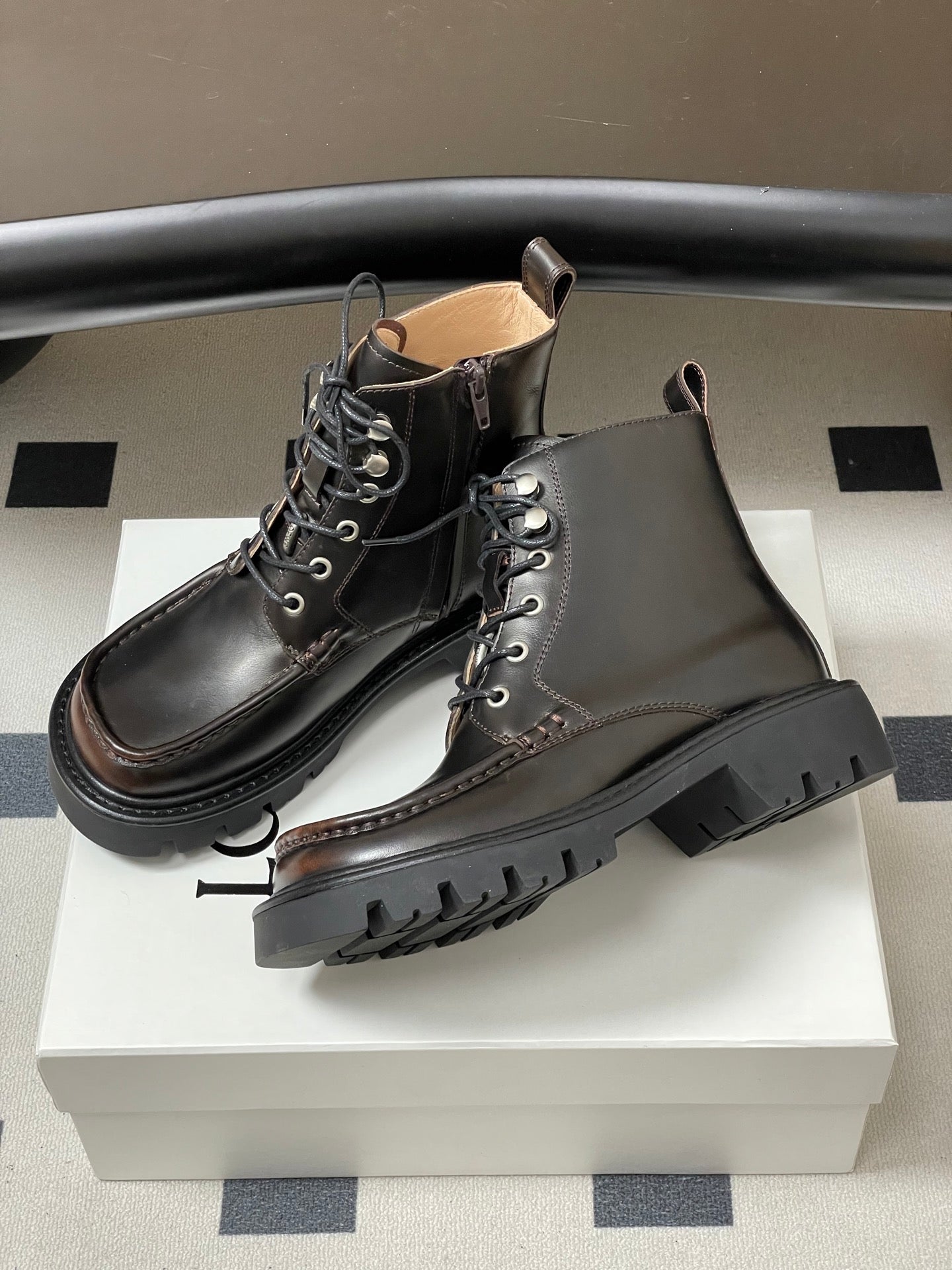 LOEWE 26S ANKLE BOOTS IN DARK BROWN CALFSKIN