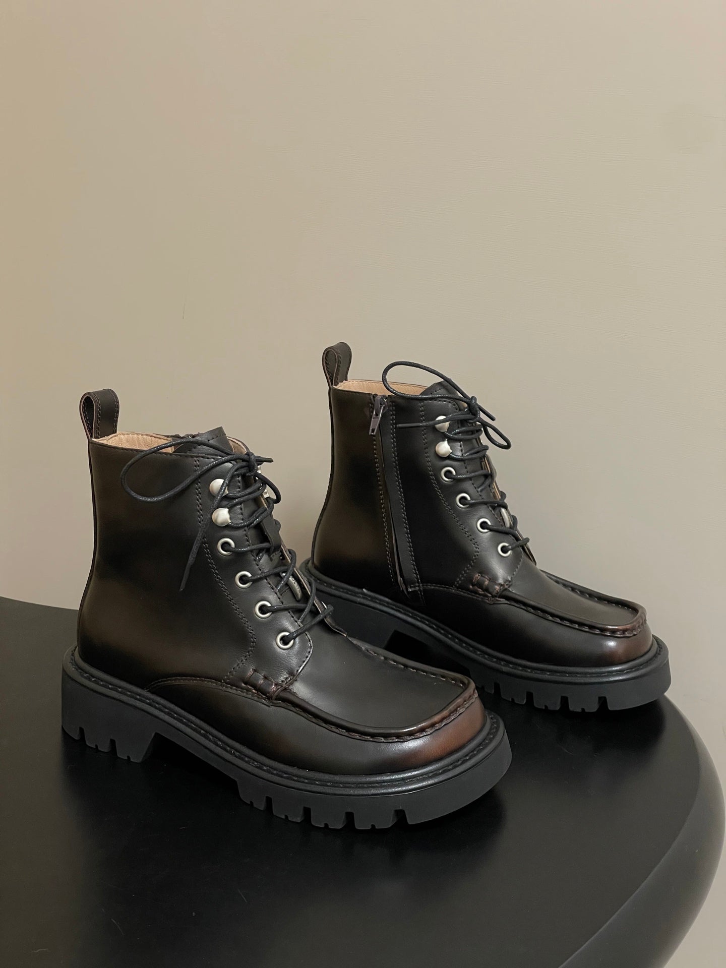 LOEWE 26S ANKLE BOOTS IN DARK BROWN CALFSKIN