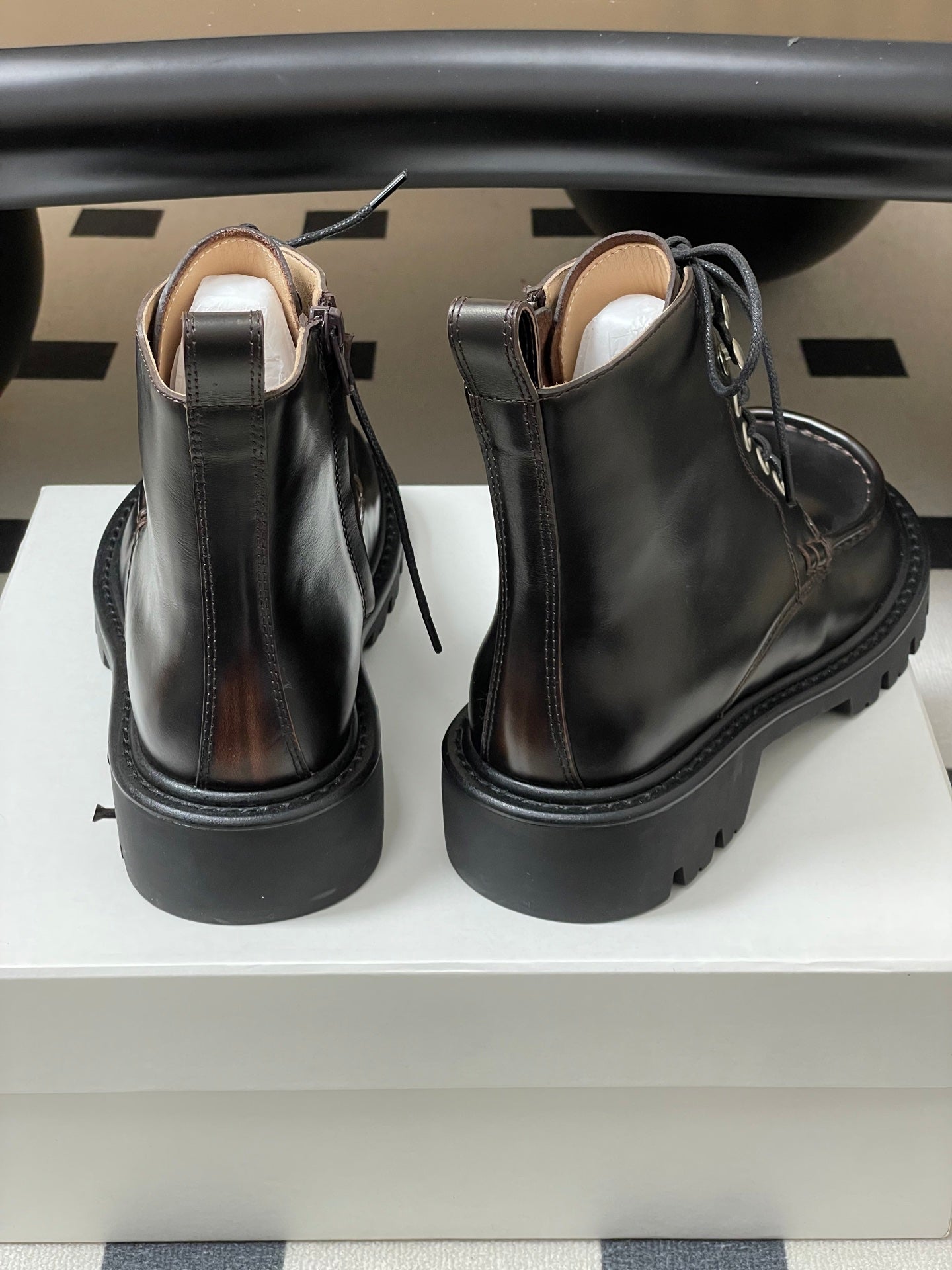 LOEWE 26S ANKLE BOOTS IN DARK BROWN CALFSKIN