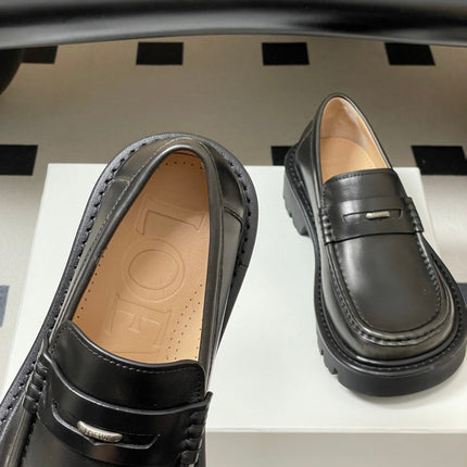 LOEWE 26S LOAFER IN DARK OLIVE GRAY CALFSKIN
