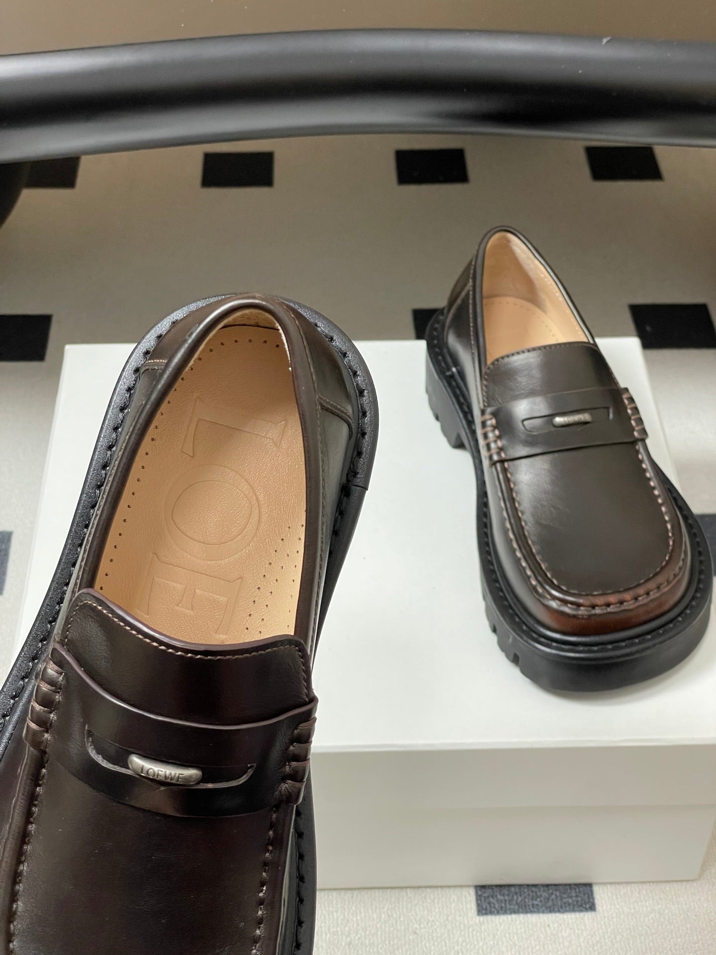 LOEWE 26S LOAFER IN DARK BROWN CALFSKIN