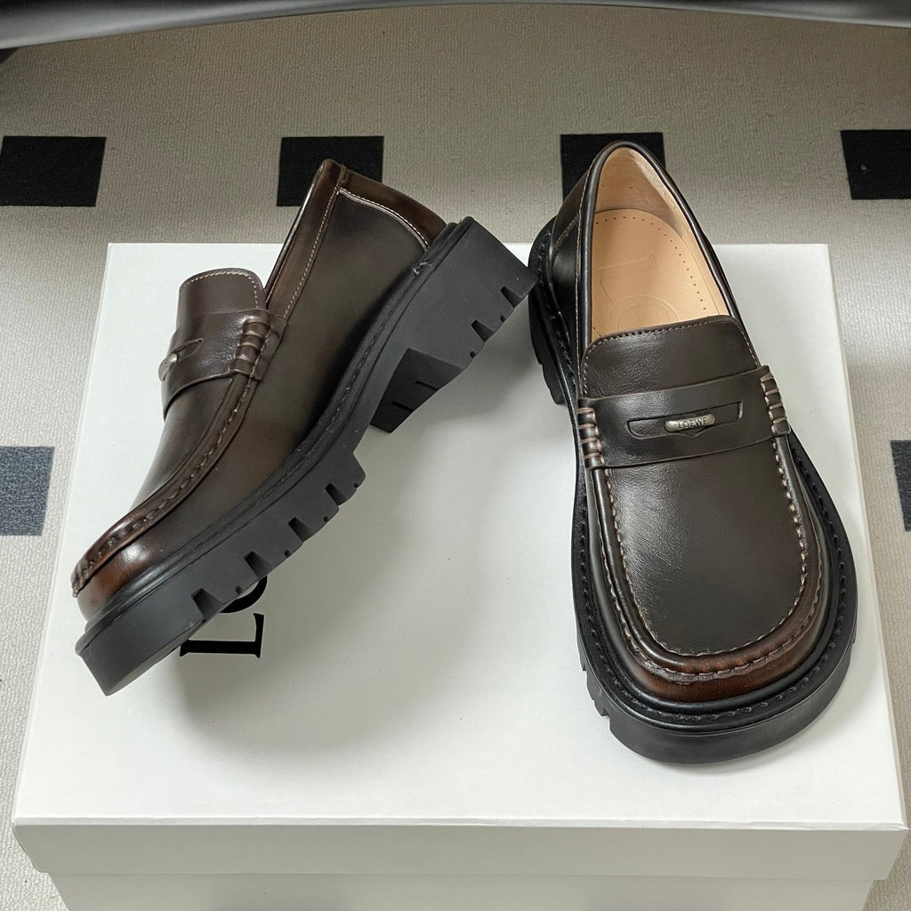 LOEWE 26S LOAFER IN DARK BROWN CALFSKIN