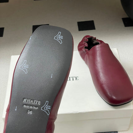 CELINE 26S ELASTIC-BACK FLAT SHOES IN DARK RED LAMBSKIN