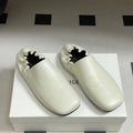 CELINE 26S ELASTIC-BACK FLAT SHOES IN WHITE LAMBSKIN
