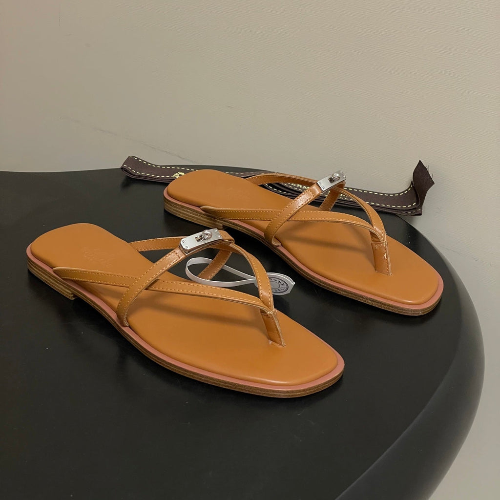 HM 0RAN SANDALS IN TAN BROWN CALFSKIN