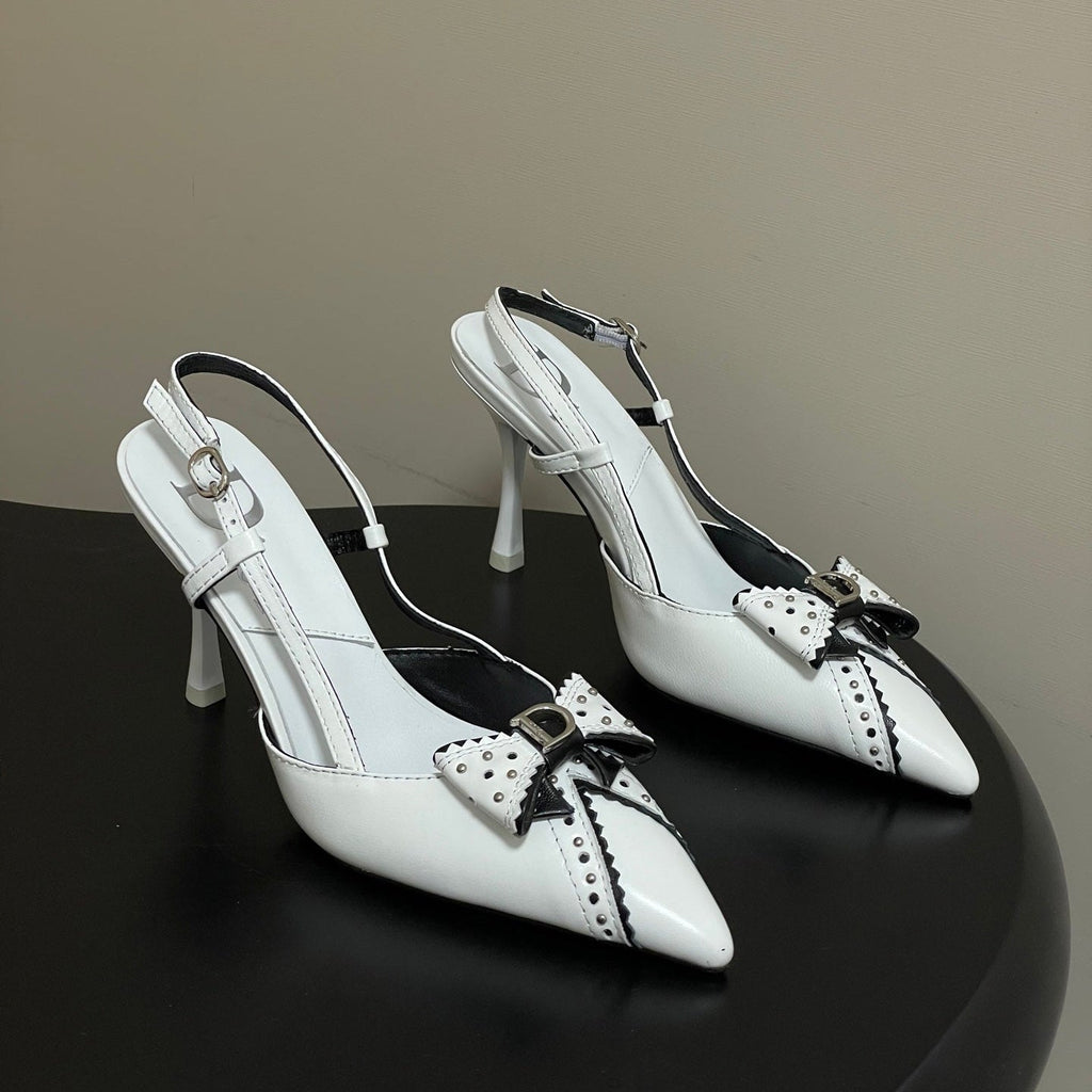 DIOR 26S SLINGBACK HIGH HEELS 100 MM IN WHITE CALFSKIN