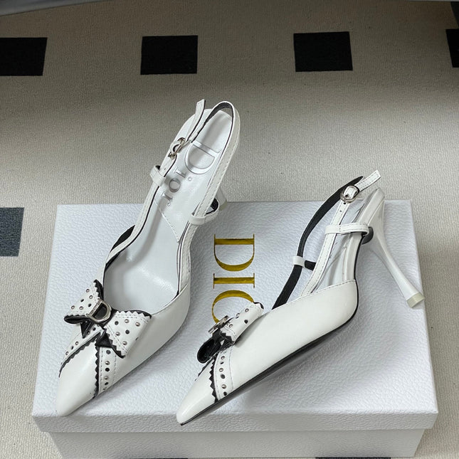 DIOR 26S SLINGBACK HIGH HEELS 100 MM IN WHITE CALFSKIN