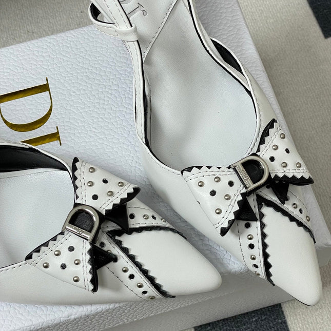 DIOR 26S SLINGBACK HIGH HEELS 100 MM IN WHITE CALFSKIN