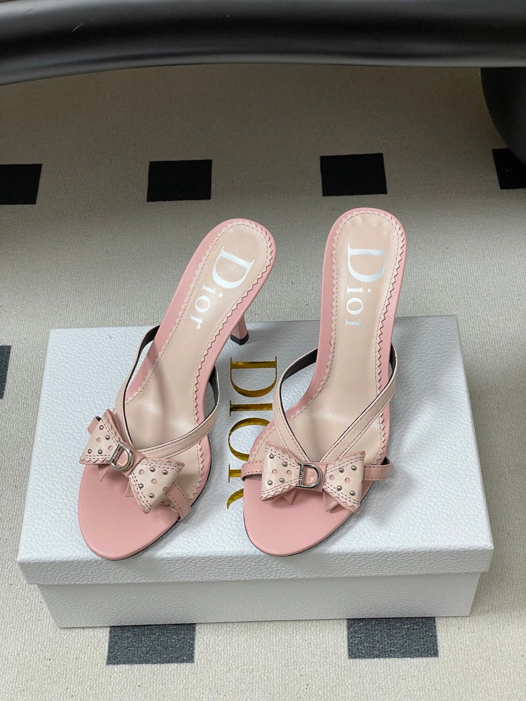 DIOR 26S HIGH HEEL SANDALS 100 MM IN LIGHT PINK CALFSKIN