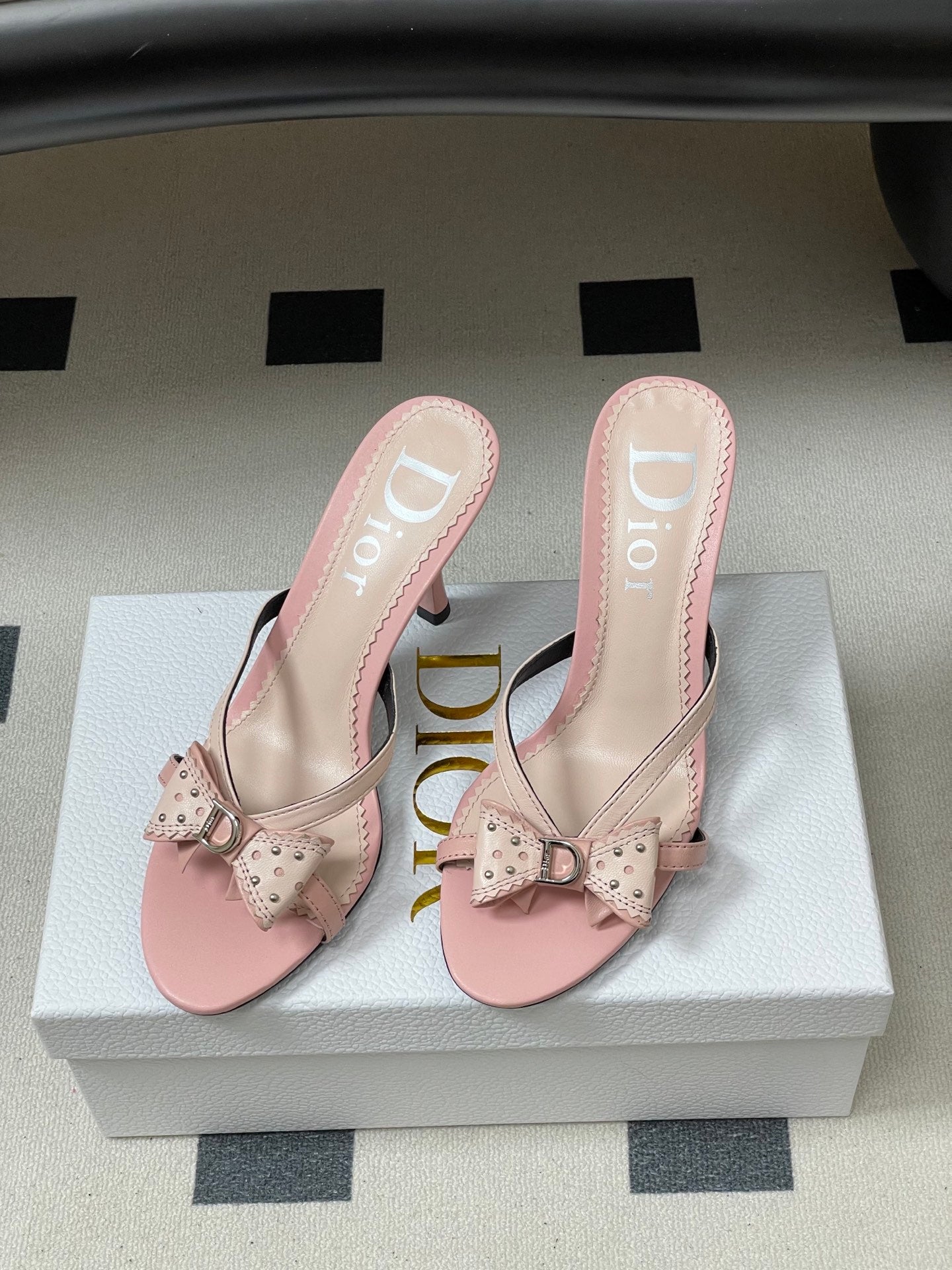 DIOR 26S HIGH HEEL SANDALS 100 MM IN LIGHT PINK CALFSKIN