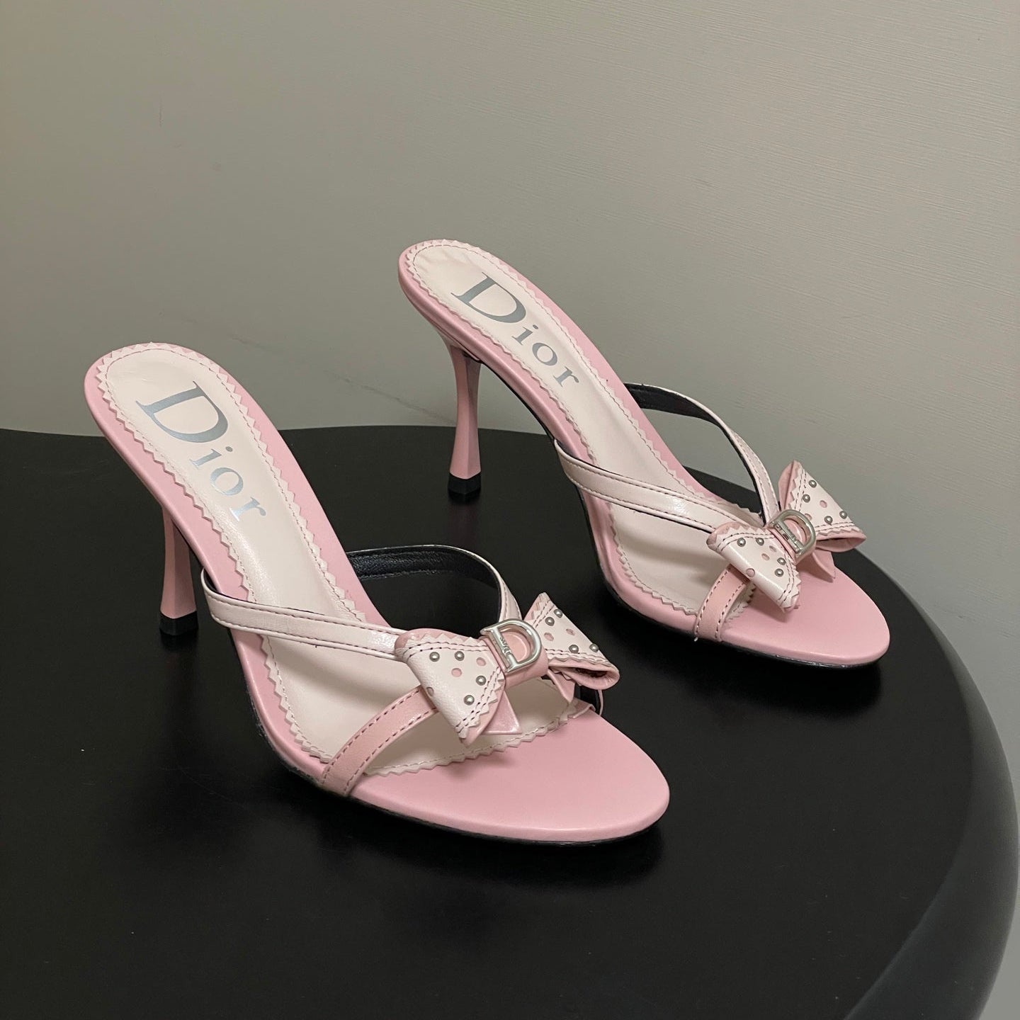 DIOR 26S HIGH HEEL SANDALS 100 MM IN LIGHT PINK CALFSKIN
