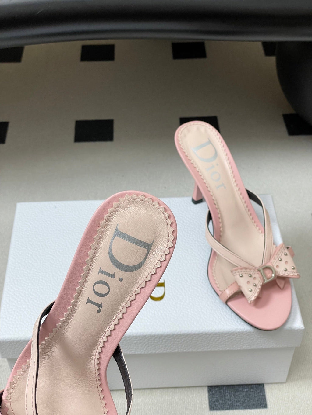 DIOR 26S HIGH HEEL SANDALS 100 MM IN LIGHT PINK CALFSKIN