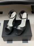 CHANEL 26S HIGH HEEL SANDALS 120 MM IN BLACK LAMBSKIN