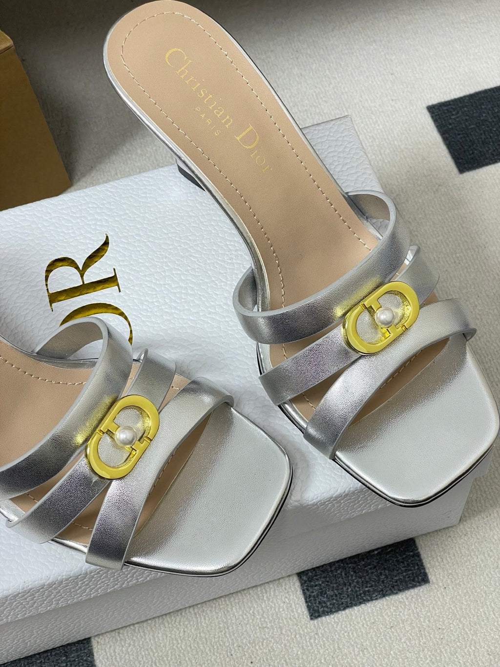 DIOR 26S HIGH HEEL SANDALS 80 MM IN SILVER CALFSKIN