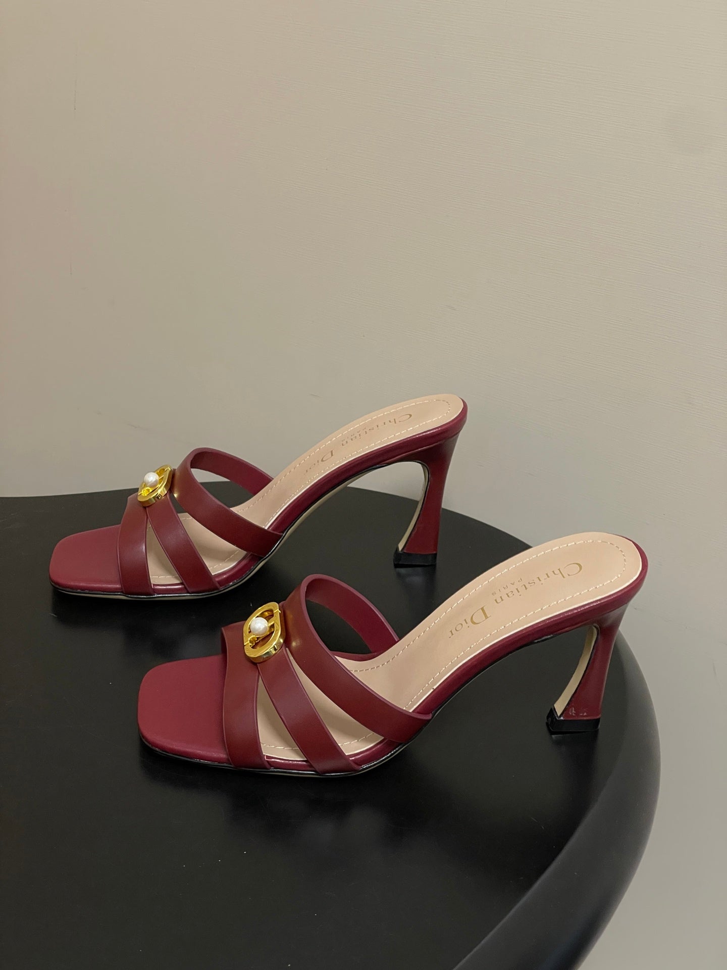 DIOR 26S HIGH HEEL SANDALS 80 MM IN DARK RED CALFSKIN
