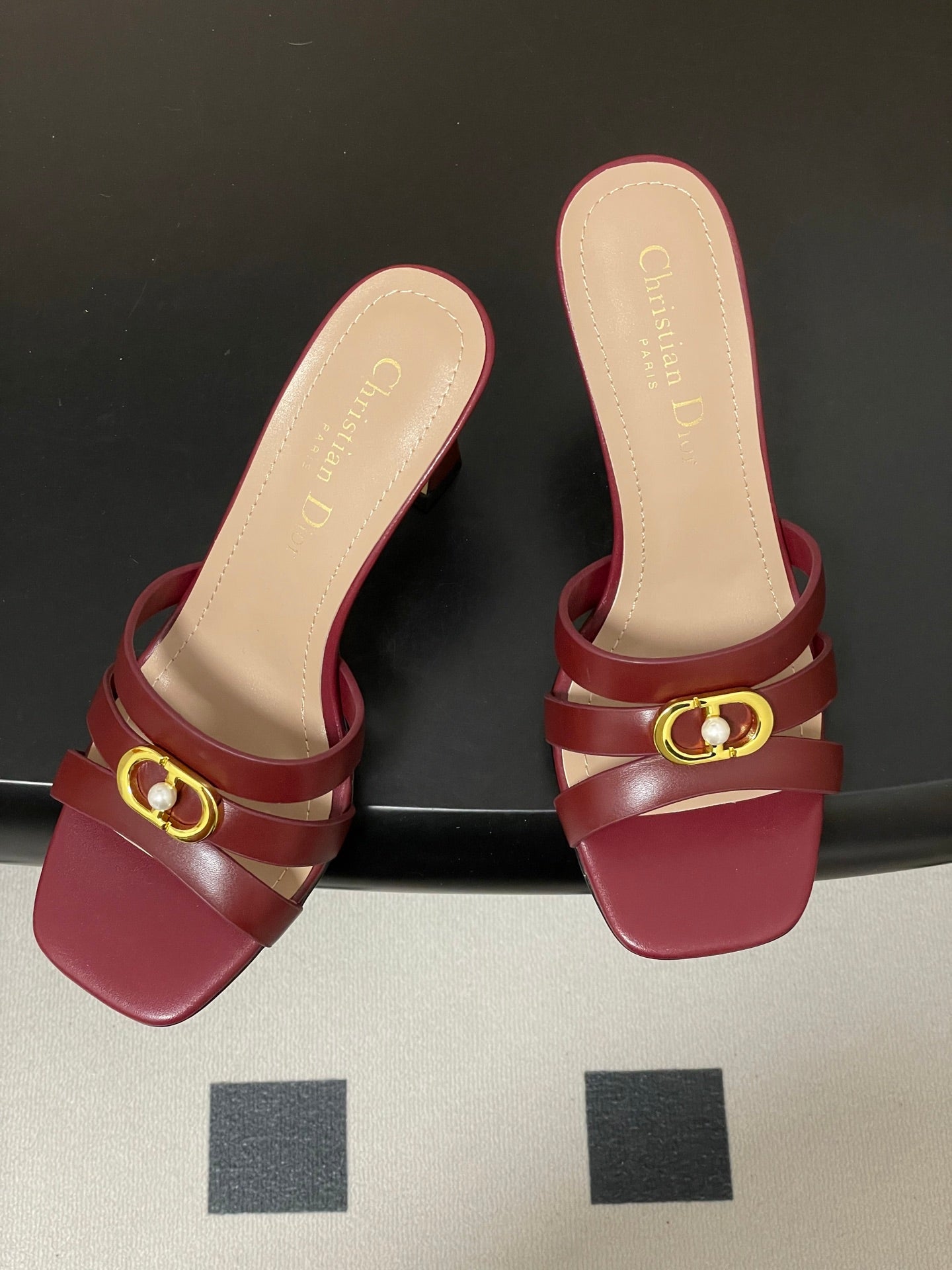 DIOR 26S HIGH HEEL SANDALS 80 MM IN DARK RED CALFSKIN