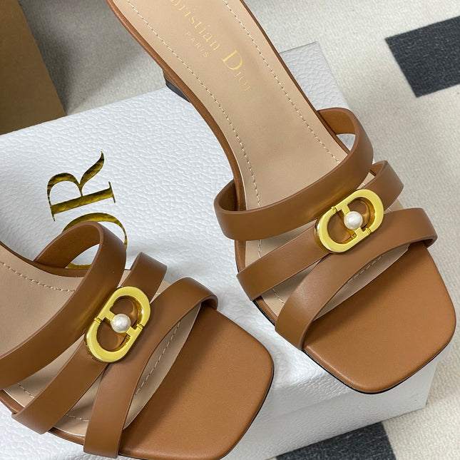 DIOR 26S HIGH HEEL SANDALS 80 MM IN BROWN CALFSKIN