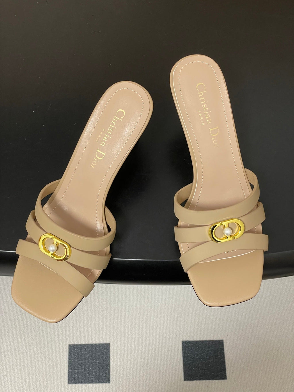 DIOR 26S HIGH HEEL SANDALS 80 MM IN WARM BEIGE BROWN CALFSKIN
