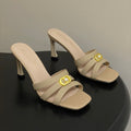 DIOR 26S HIGH HEEL SANDALS 80 MM IN WARM BEIGE BROWN CALFSKIN