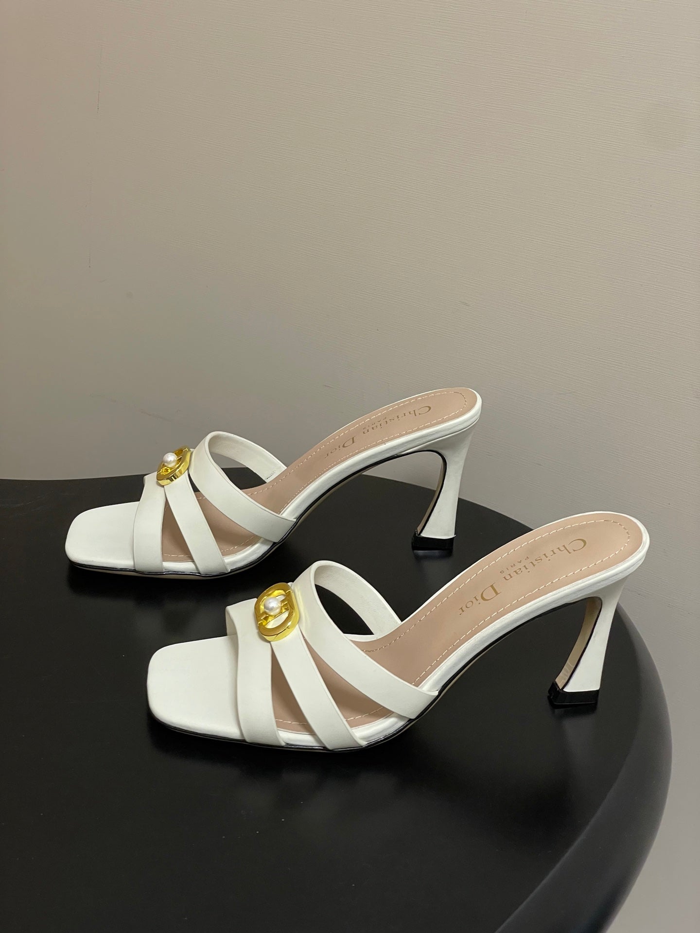 DIOR 26S HIGH HEEL SANDALS 80 MM IN WHITE CALFSKIN
