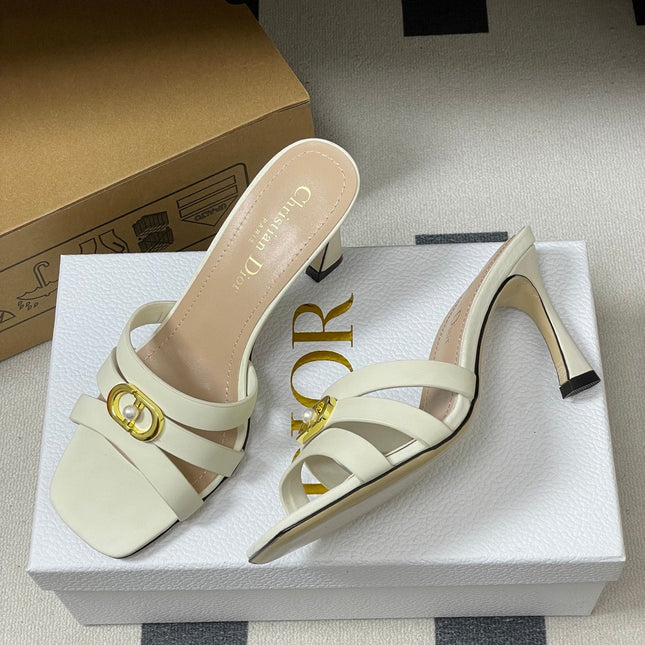 DIOR 26S HIGH HEEL SANDALS 80 MM IN WHITE CALFSKIN