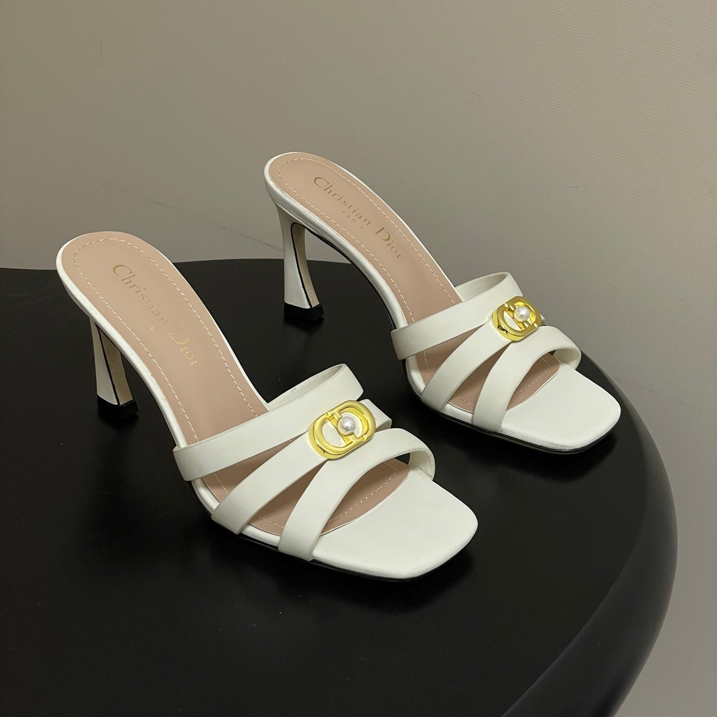 DIOR 26S HIGH HEEL SANDALS 80 MM IN WHITE CALFSKIN