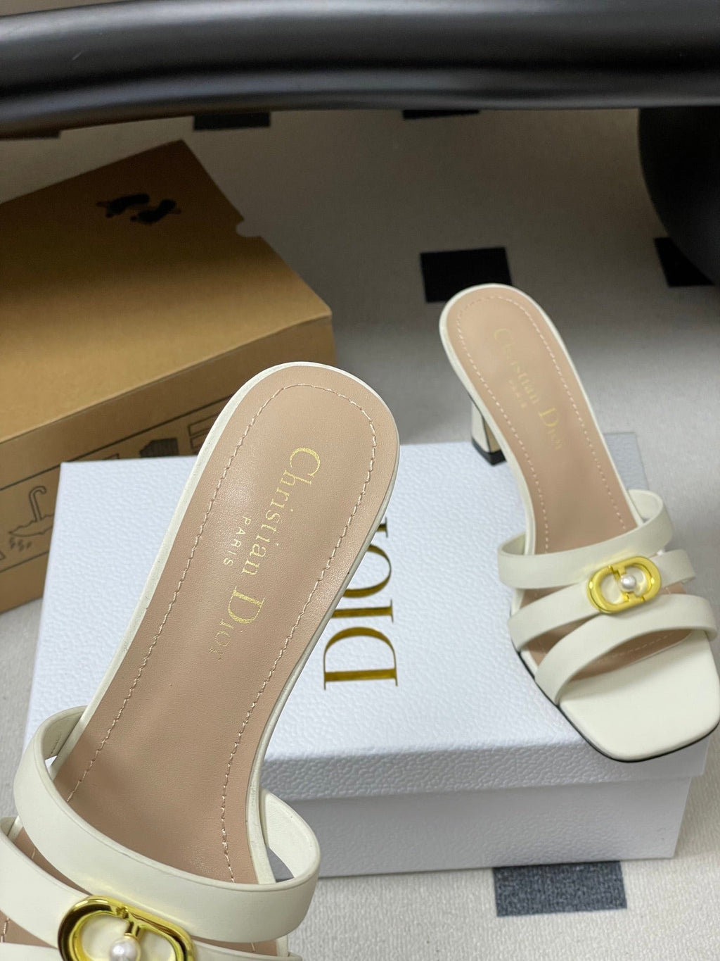 DIOR 26S HIGH HEEL SANDALS 80 MM IN WHITE CALFSKIN