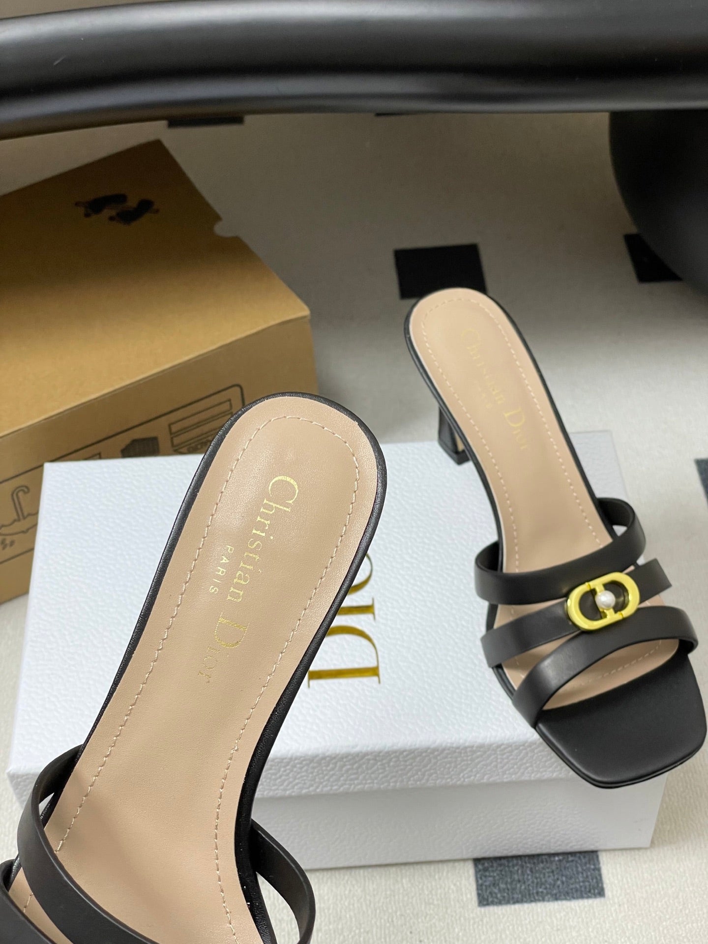 DIOR 26S HIGH HEEL SANDALS 80 MM IN BLACK CALFSKIN
