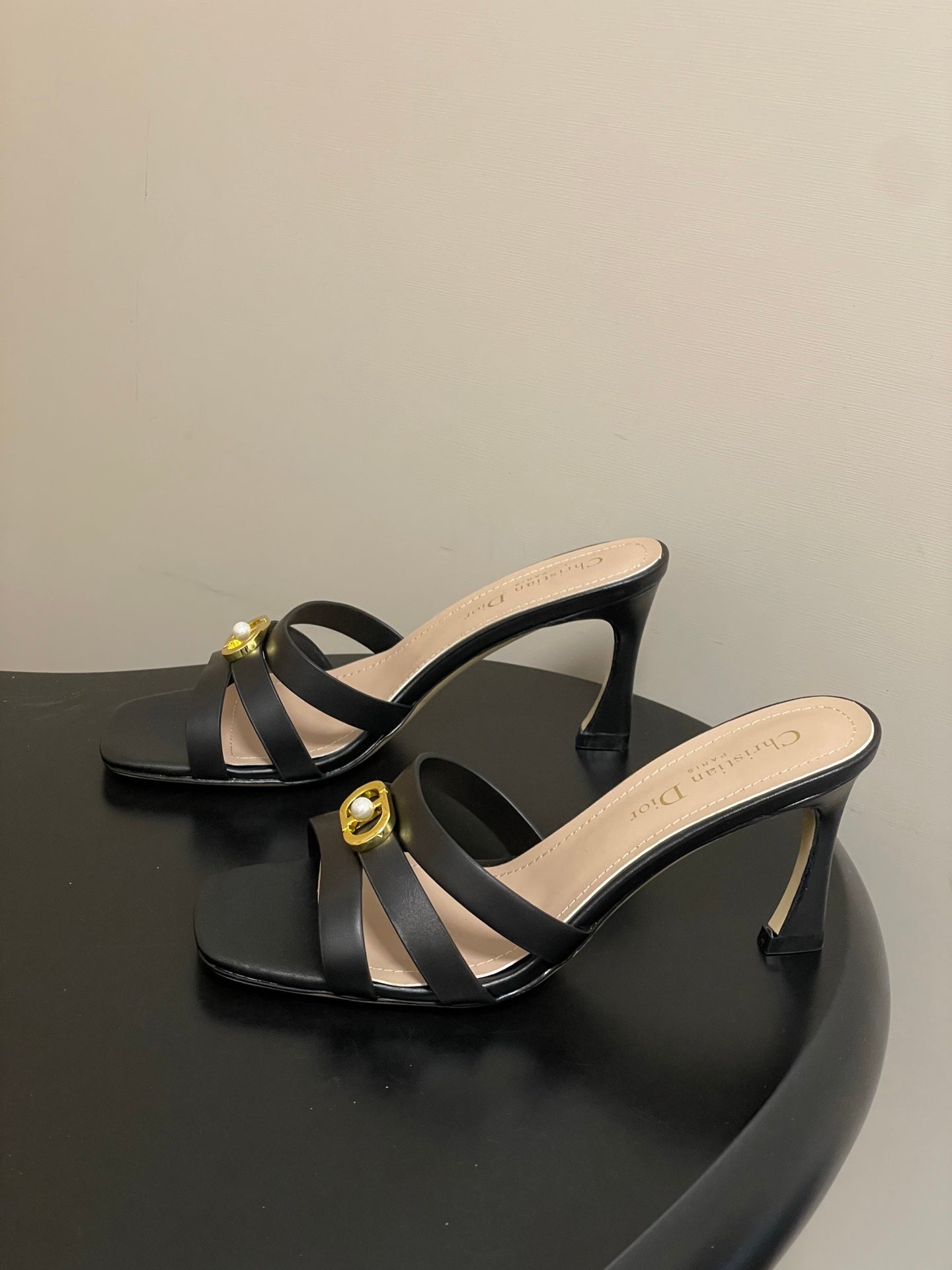 DIOR 26S HIGH HEEL SANDALS 80 MM IN BLACK CALFSKIN