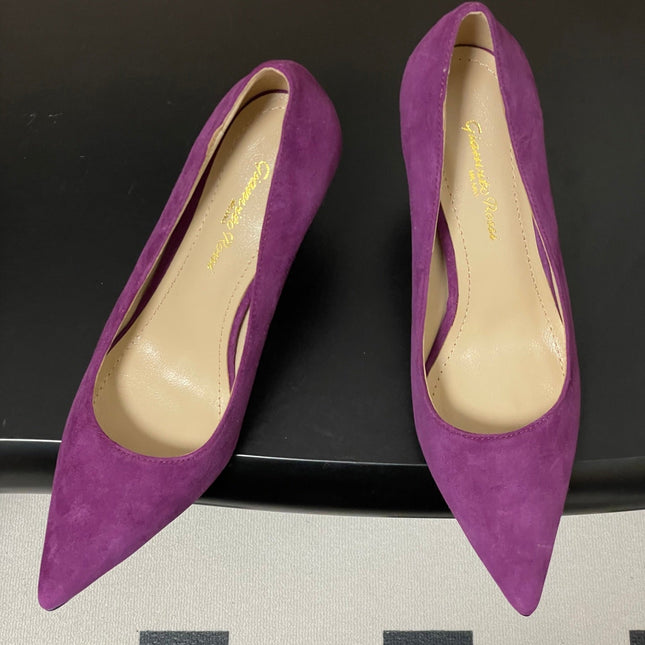 GIANVITO ROSSI 26S HIGH HEELS 85 MM IN PURPLE SUEDE