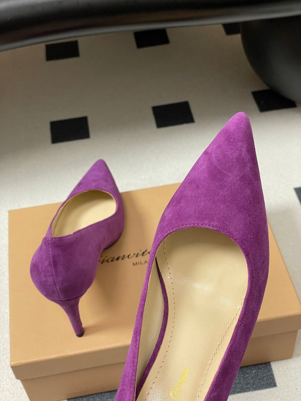 GIANVITO ROSSI 26S HIGH HEELS 85 MM IN PURPLE SUEDE
