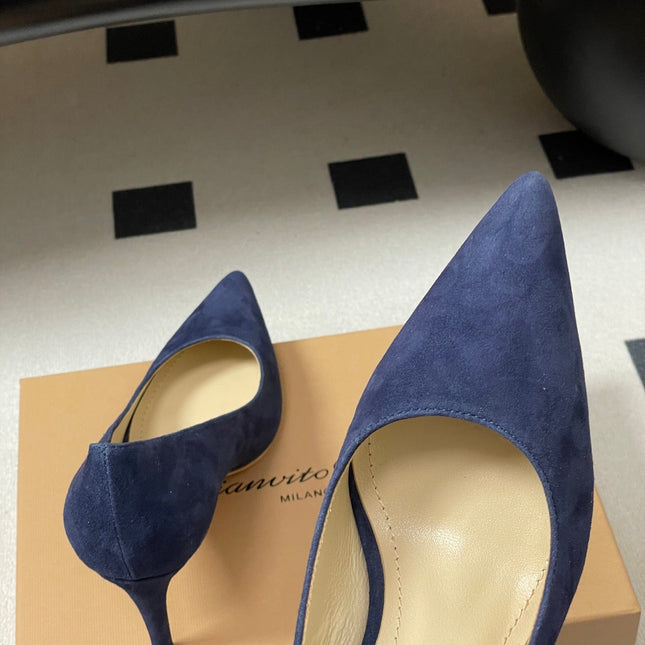 GIANVITO ROSSI 26S HIGH HEELS 85 MM IN NAVY BLUE SUEDE