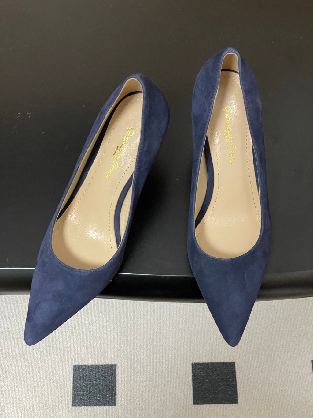 GIANVITO ROSSI 26S HIGH HEELS 85 MM IN NAVY BLUE SUEDE