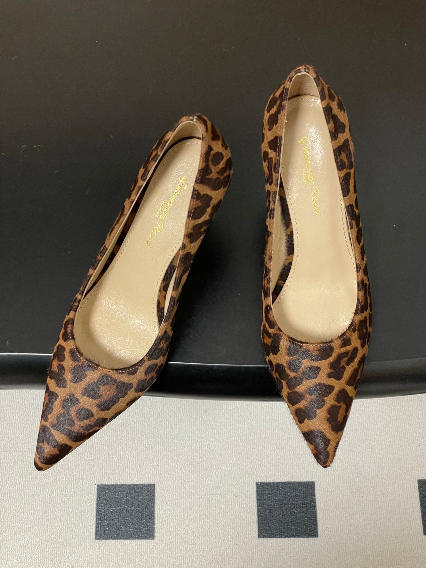 GIANVITO ROSSI 26S HIGH HEELS 85 MM IN LEOPARD PRINT PONY HAIR