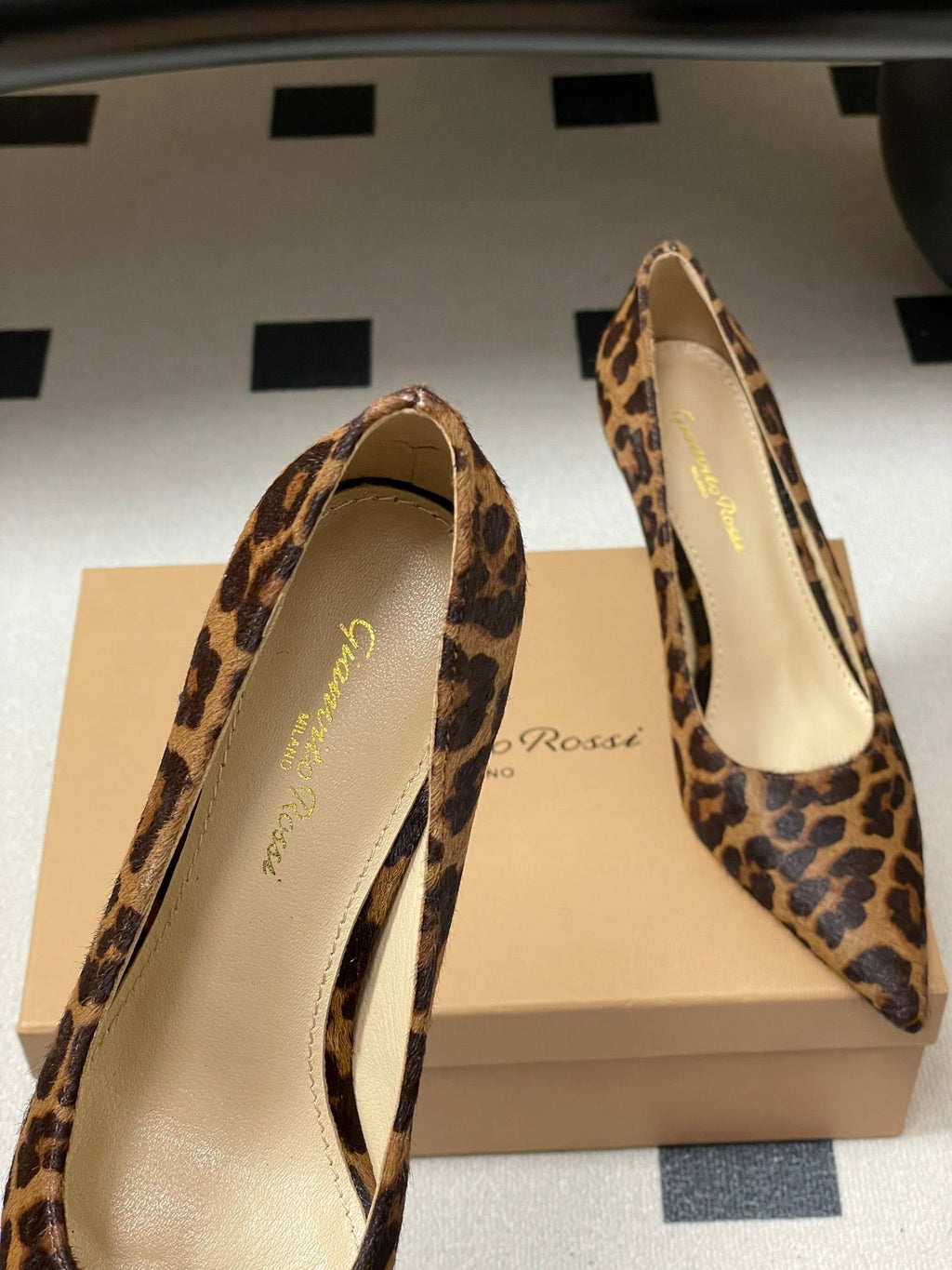 GIANVITO ROSSI 26S HIGH HEELS 85 MM IN LEOPARD PRINT PONY HAIR