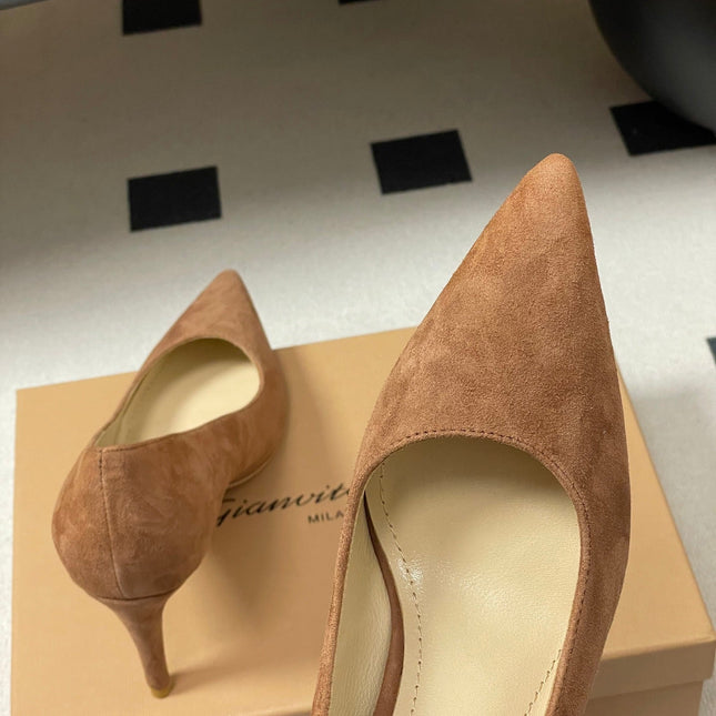 GIANVITO ROSSI 26S HIGH HEELS 85 MM IN BROWN SUEDE