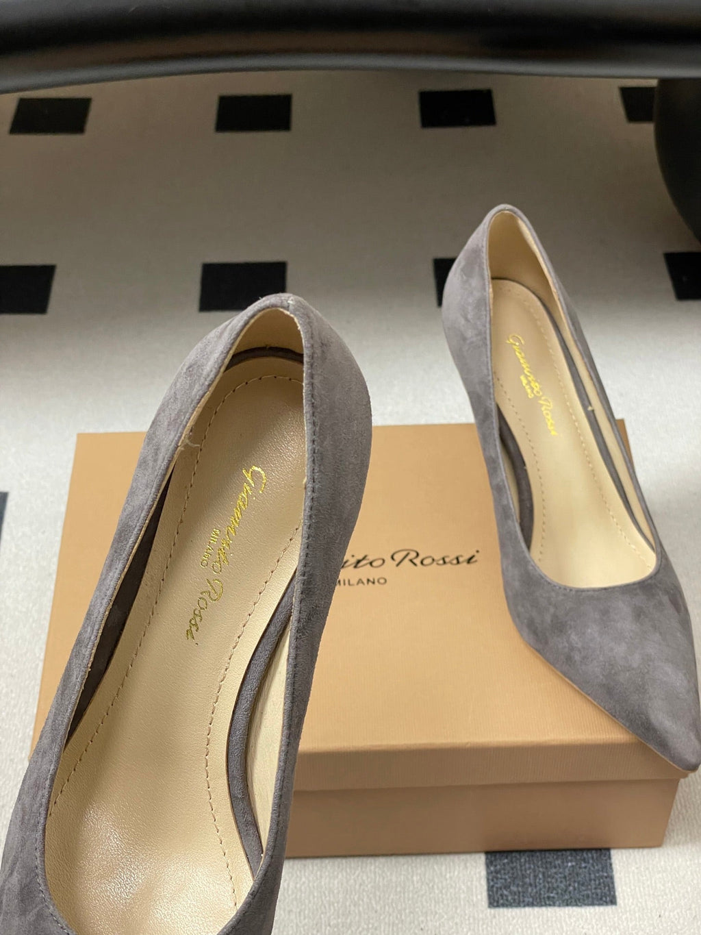 GIANVITO ROSSI 26S HIGH HEELS 85 MM IN DARK GREY SUEDE