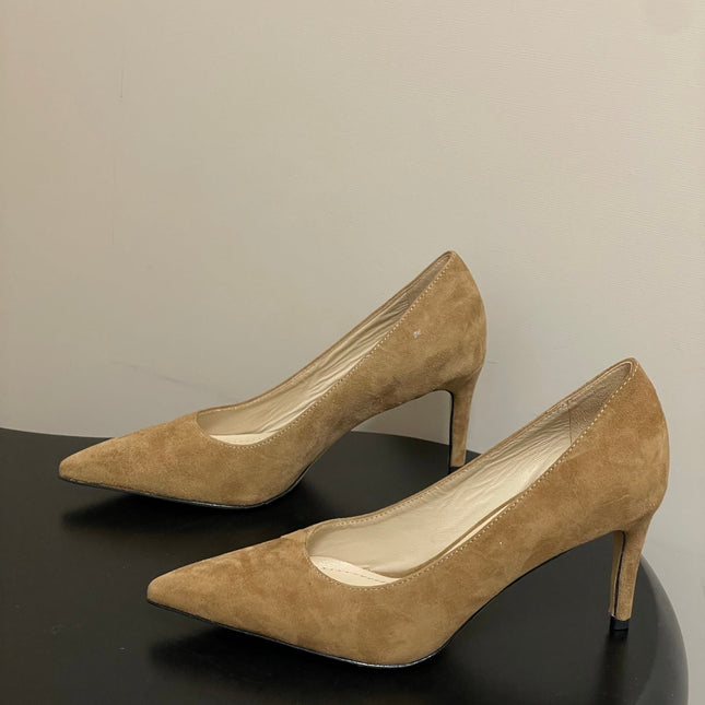 GIANVITO ROSSI 26S HIGH HEELS 85 MM IN LIGHT BROWN SUEDE
