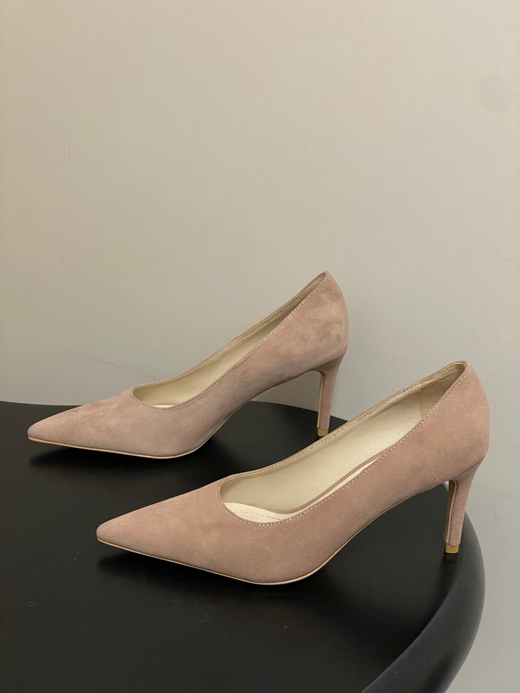 GIANVITO ROSSI 26S HIGH HEELS 85 MM IN NUDE SUEDE