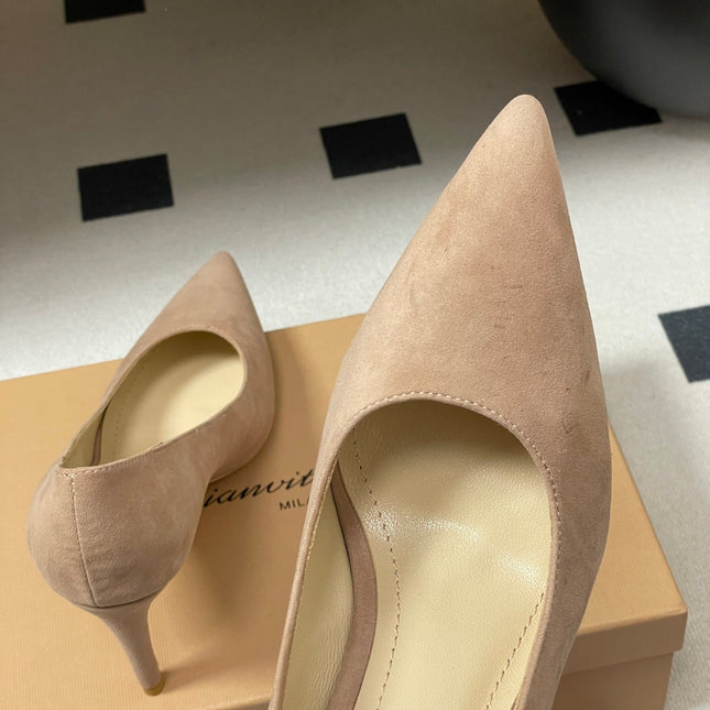 GIANVITO ROSSI 26S HIGH HEELS 85 MM IN NUDE SUEDE