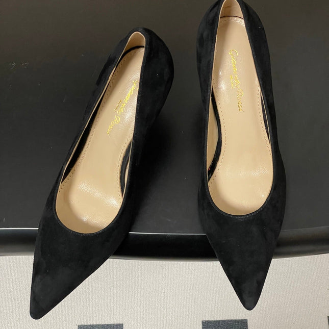 GIANVITO ROSSI 26S HIGH HEELS 85 MM IN BLACK SUEDE