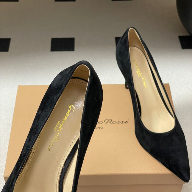 GIANVITO ROSSI 26S HIGH HEELS 85 MM IN BLACK SUEDE