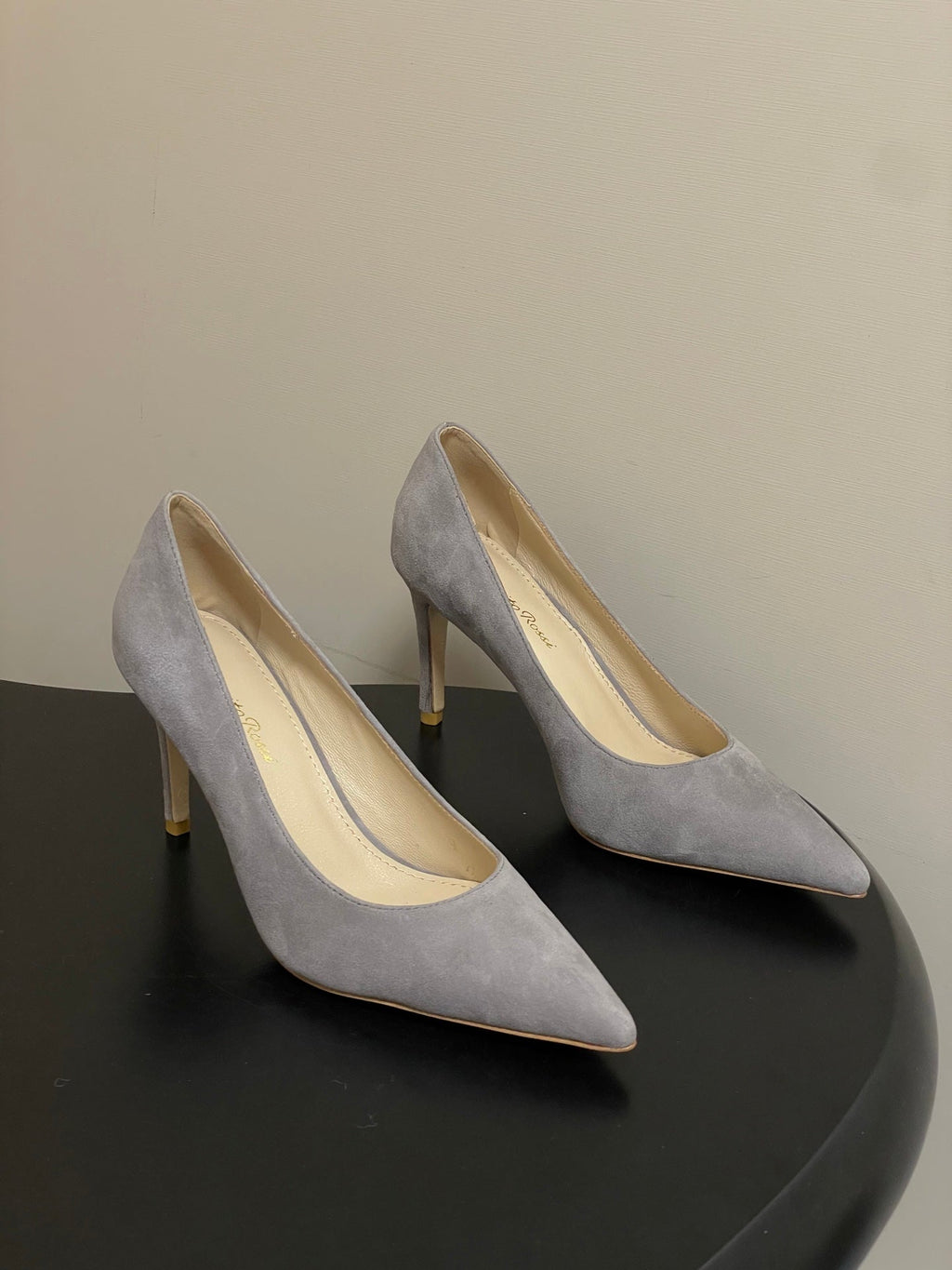 GIANVITO ROSSI 26S HIGH HEELS 85 MM IN GREY SUEDE